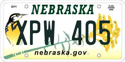 NE license plate XPW405