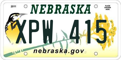 NE license plate XPW415