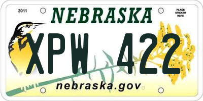 NE license plate XPW422