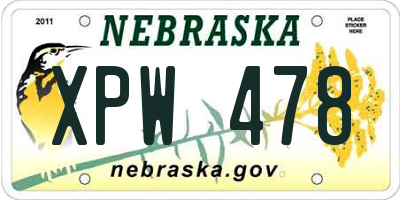 NE license plate XPW478