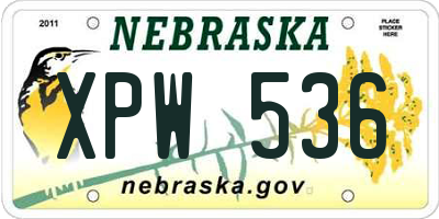 NE license plate XPW536