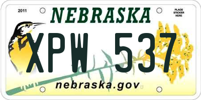 NE license plate XPW537