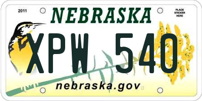 NE license plate XPW540