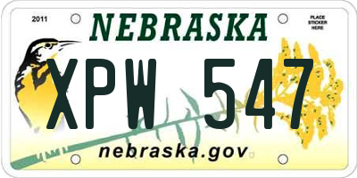 NE license plate XPW547