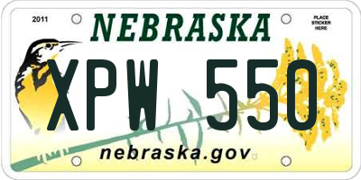 NE license plate XPW550