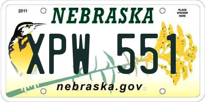 NE license plate XPW551