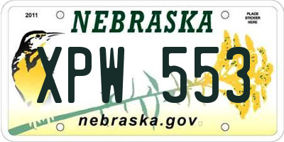 NE license plate XPW553