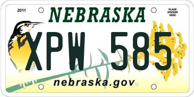 NE license plate XPW585
