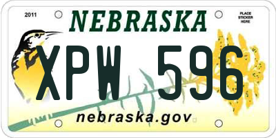 NE license plate XPW596