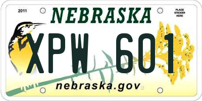 NE license plate XPW601
