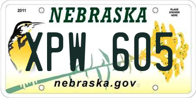 NE license plate XPW605