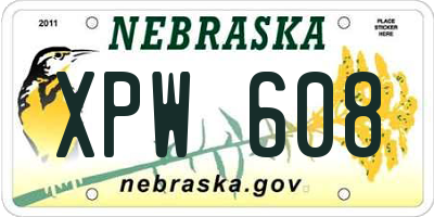 NE license plate XPW608