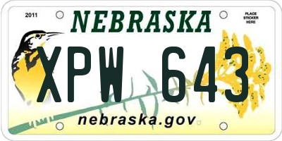 NE license plate XPW643