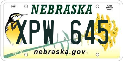 NE license plate XPW645