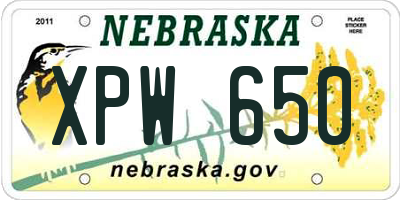 NE license plate XPW650