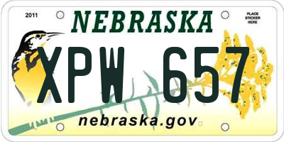 NE license plate XPW657
