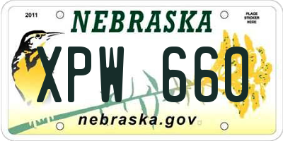 NE license plate XPW660