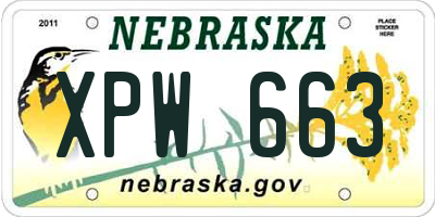 NE license plate XPW663