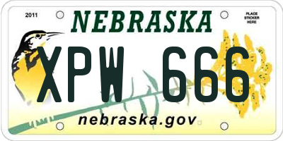 NE license plate XPW666