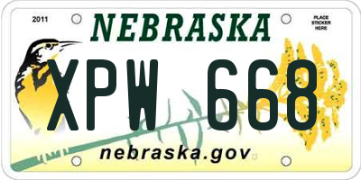 NE license plate XPW668