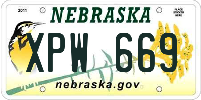NE license plate XPW669