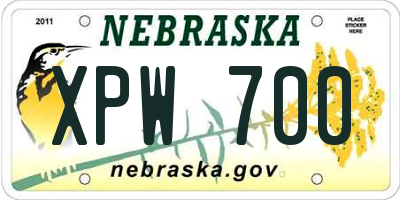 NE license plate XPW700