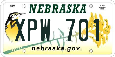 NE license plate XPW701