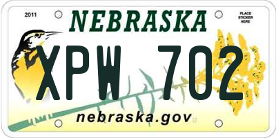 NE license plate XPW702