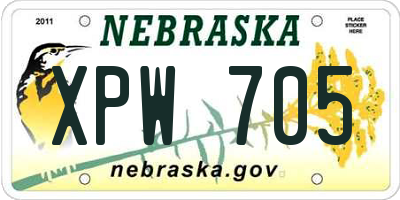 NE license plate XPW705