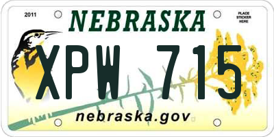 NE license plate XPW715