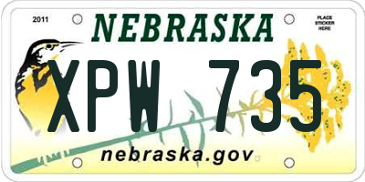 NE license plate XPW735