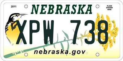 NE license plate XPW738