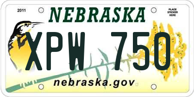 NE license plate XPW750