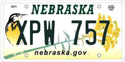 NE license plate XPW757