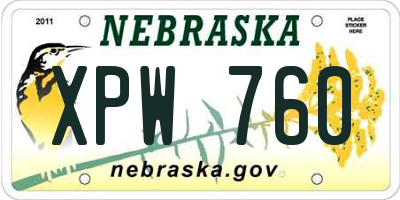 NE license plate XPW760