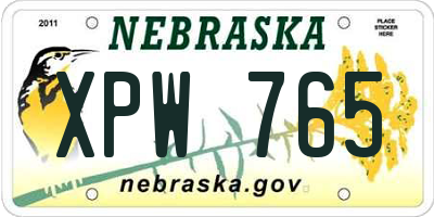 NE license plate XPW765