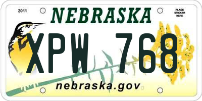 NE license plate XPW768