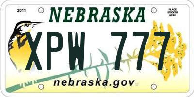 NE license plate XPW777