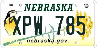 NE license plate XPW785