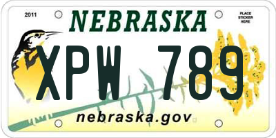 NE license plate XPW789