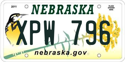 NE license plate XPW796