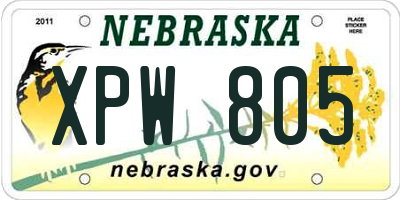 NE license plate XPW805