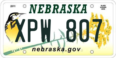 NE license plate XPW807