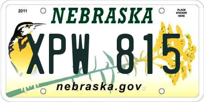 NE license plate XPW815