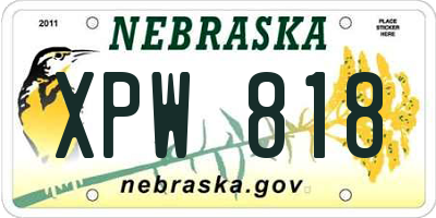 NE license plate XPW818