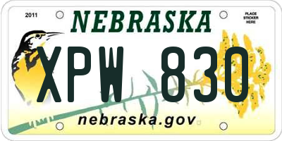 NE license plate XPW830