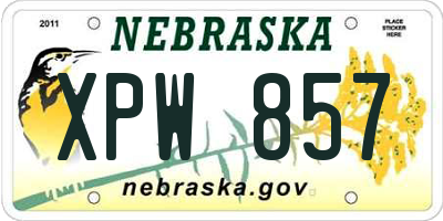 NE license plate XPW857