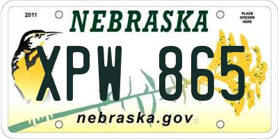 NE license plate XPW865