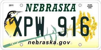 NE license plate XPW916