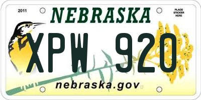 NE license plate XPW920